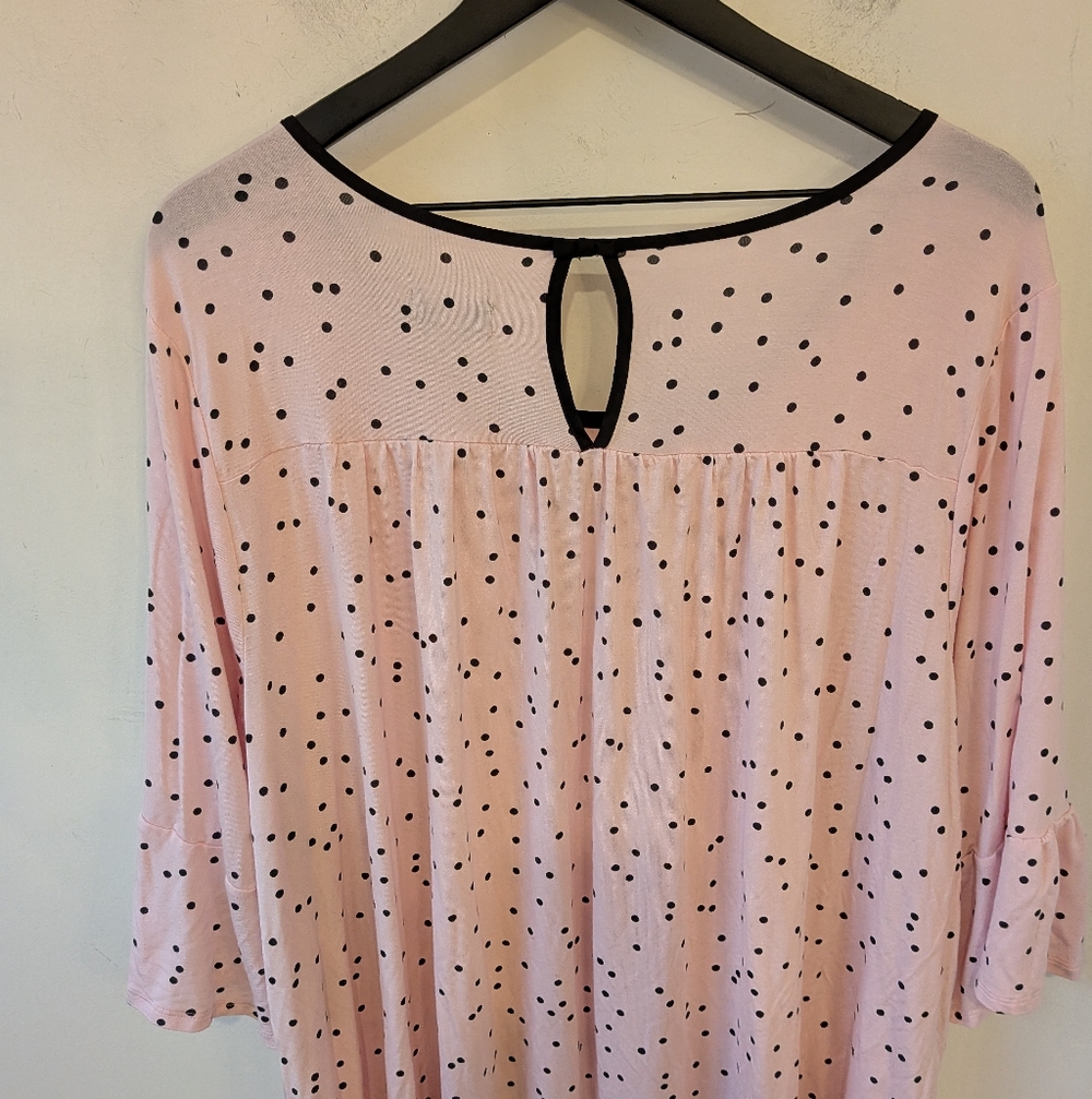 Kate Spade 2022 Women's Pink Black Polka Dot Modal Nightgown 3X - Picture 5 of 8